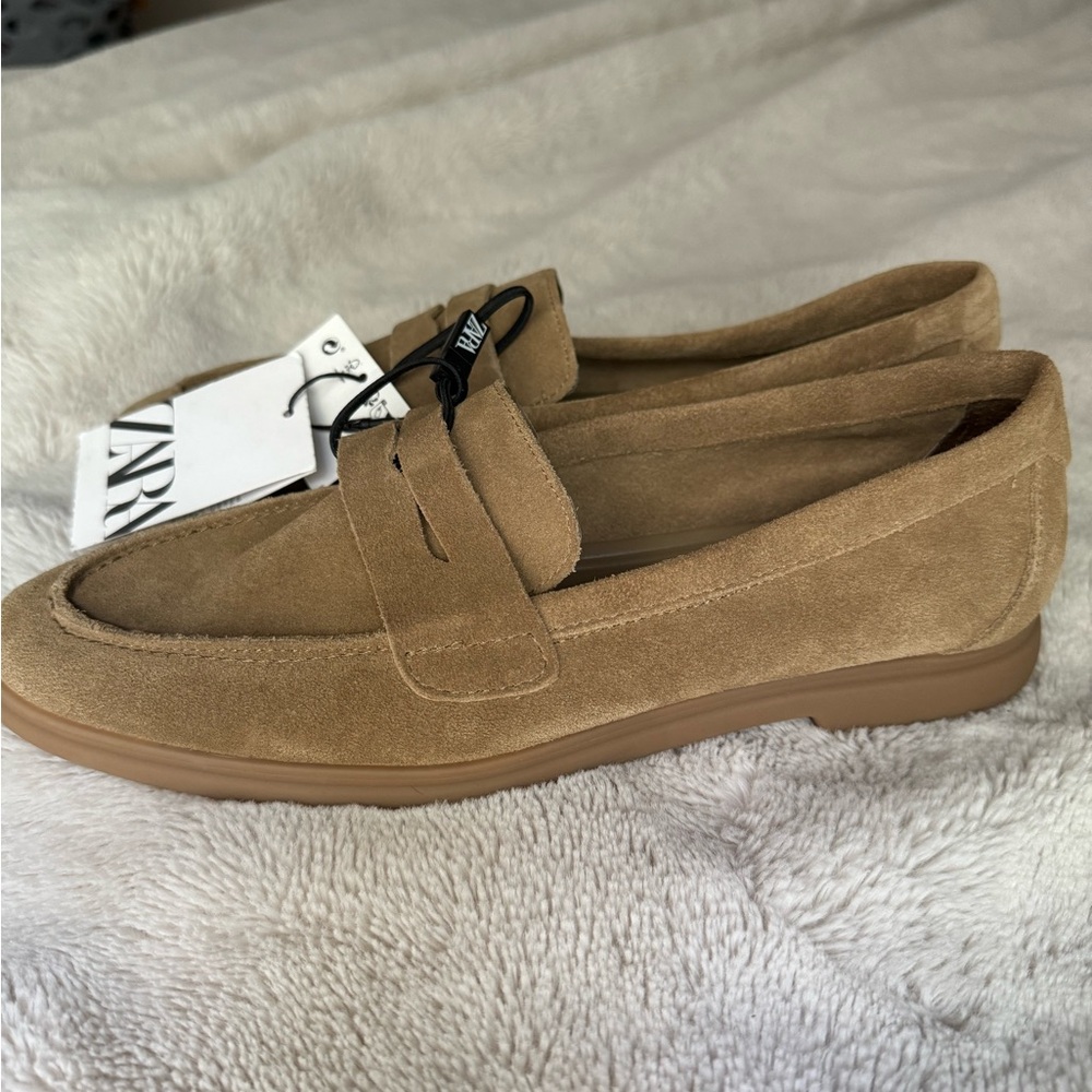Zara Suede Penny Loafers
